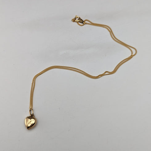 1963年 英国ヴィンテージ 9ctゴールド ハート型ペンダント ネックレス